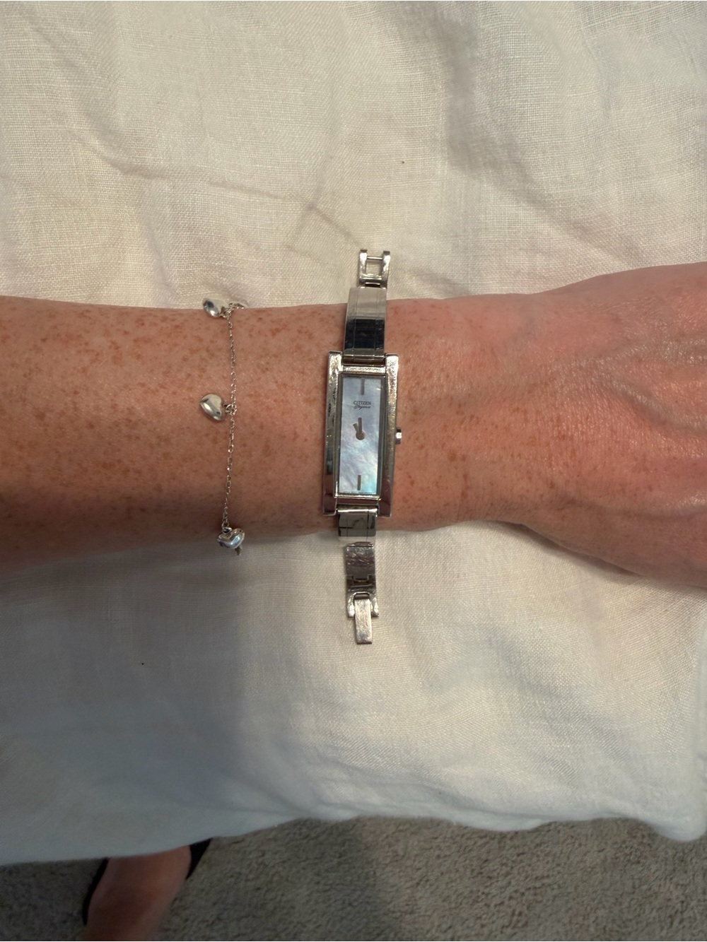 Citizen Silver Rectangular Mother-of-Pearl Bracelet Watch